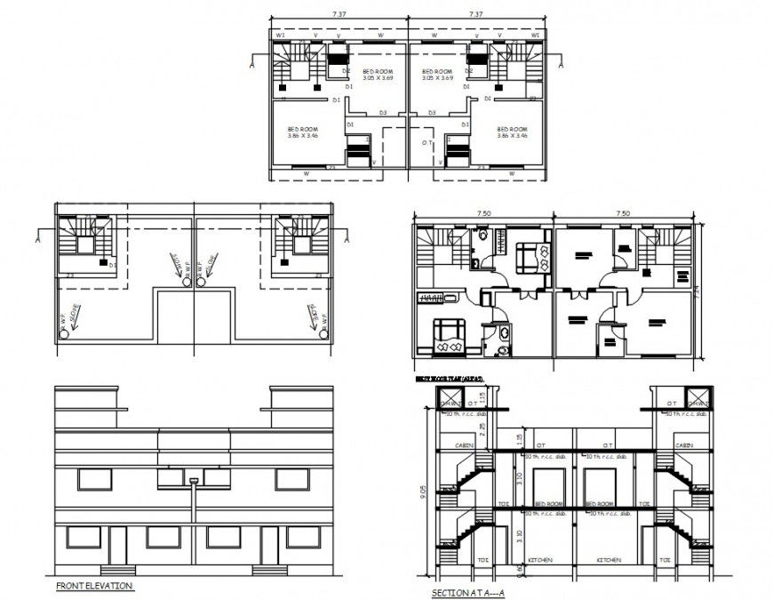 2 d cad drawing of sub elevation auto cad software