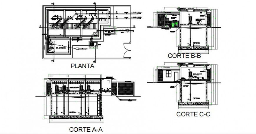 2 d cad drawing of System supply water system auto cad software