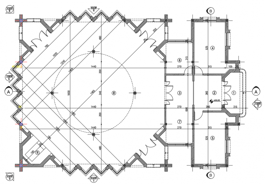 2 d cad drawing of the floor plan of mosque Auto Cad software