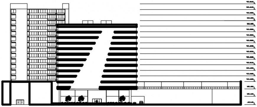 2 d cad drawing of the hotel building exterior Auto Cad software
