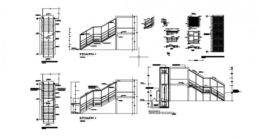 2 d cad drawing of the staircase for back area auto cad software