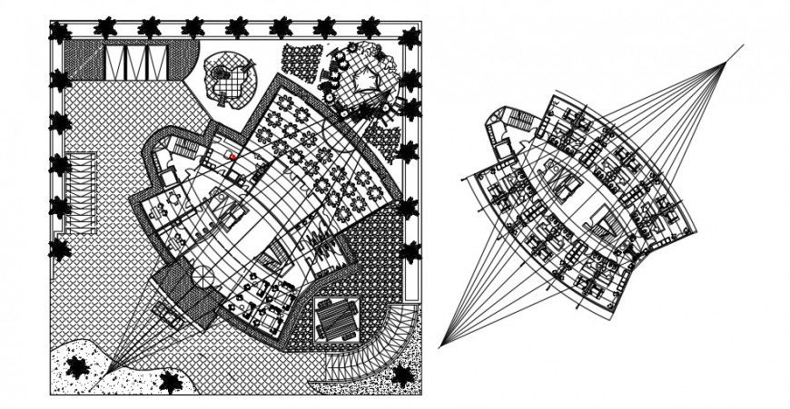 2 d cad drawing of Three-star hotel auto cad software