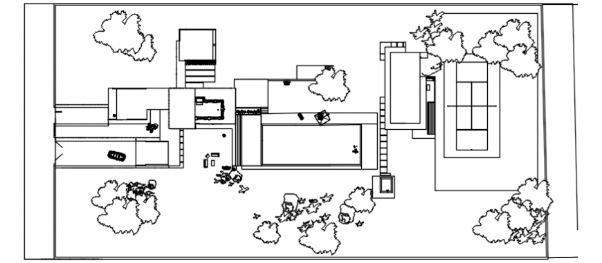 2 d cad drawing of top view building Auto Cad software