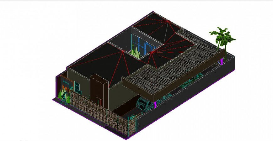 2 d cad drawing of top view house exterior auto cad software