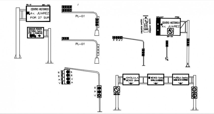 2 d cad drawing of traffic signal point auto cad software