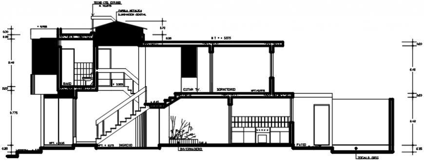 2 d cad drawing of two-floor elevation Auto Cad software