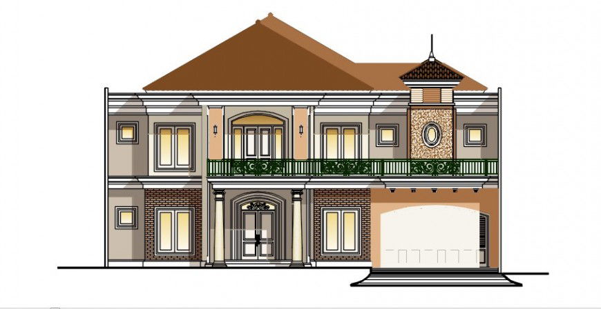2 d cad drawing of two-floor exterior Auto Cad software