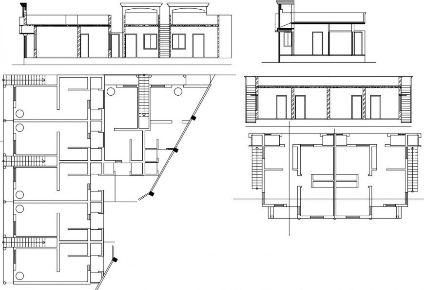 2 d Cad drawing of Two bedroom house rough plan auto cad software