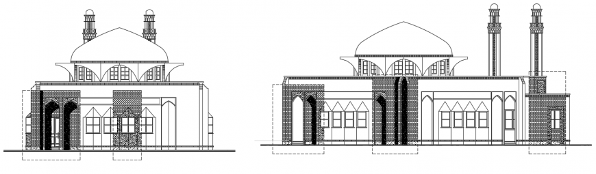 2 d cad drawing of two elevation auto cad software