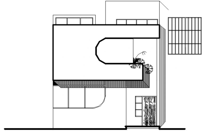 2 d cad drawing of two floor elevation side view Auto Cad software