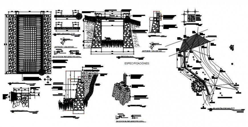 2 d cad drawing of Vehicular bridge and continental wall auto cad software