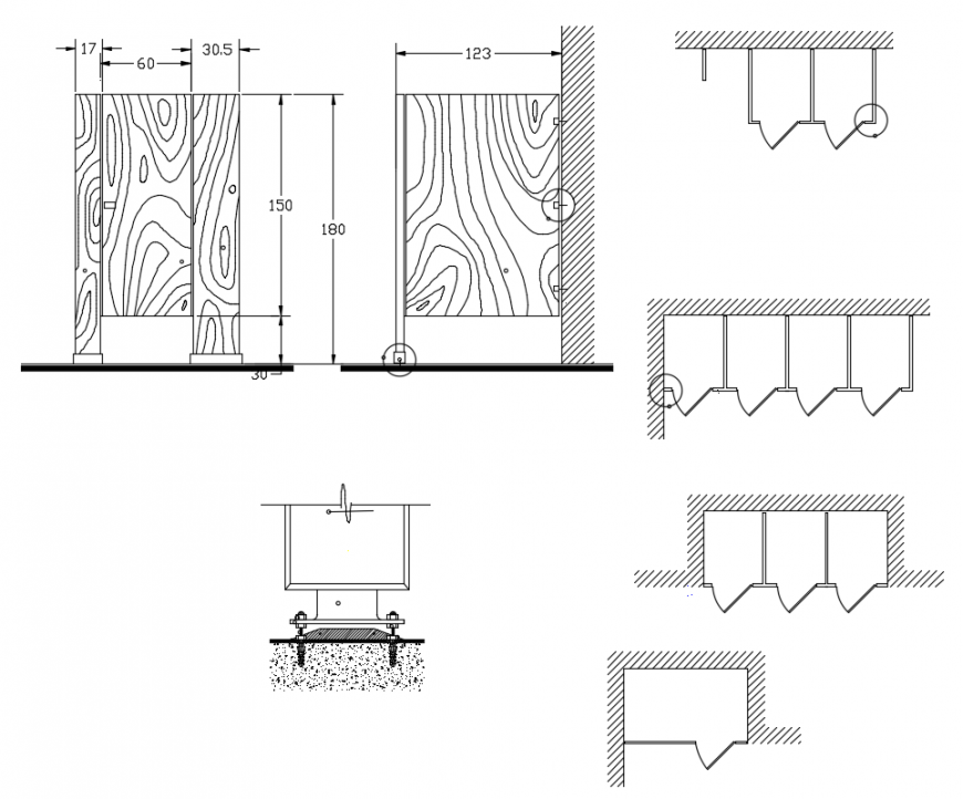 2 d cad drawing of wall plinth level auto cad software