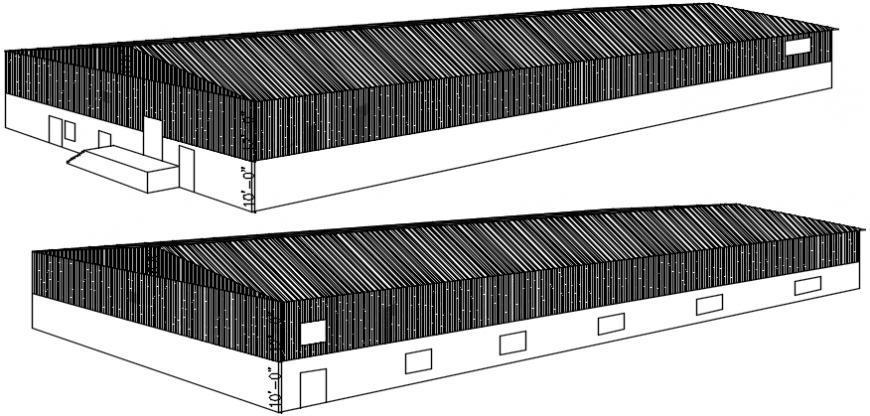 2 d cad drawing of warehouse elevation  Auto Cad software
