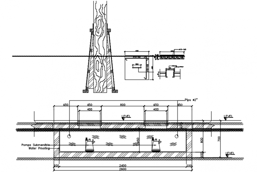2 d cad drawing of waterproofing Auto Cad software
