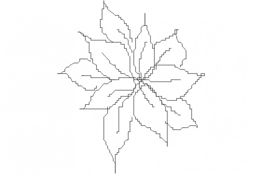 2 d cad drawings of  curved  tree plant Auto Cad software