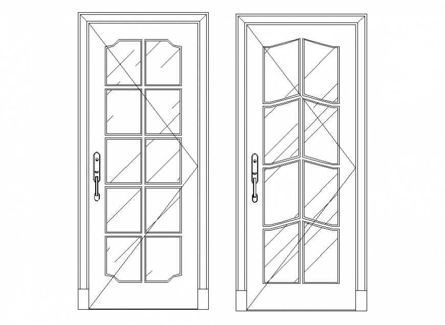 2 d Modern wooden doors plan autocad file