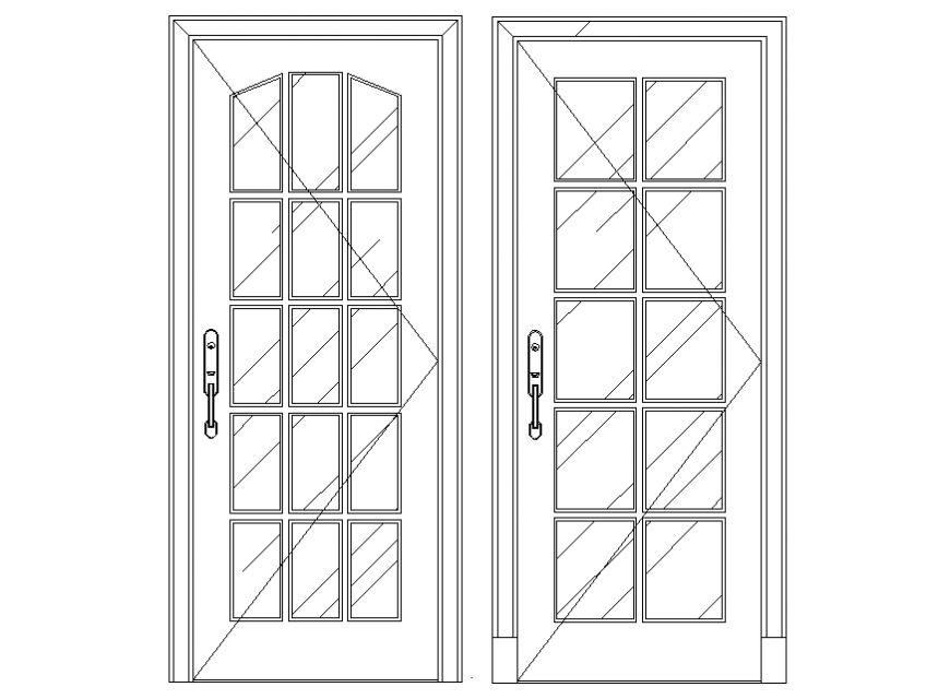 2 d Modern wooden doors plan layout file