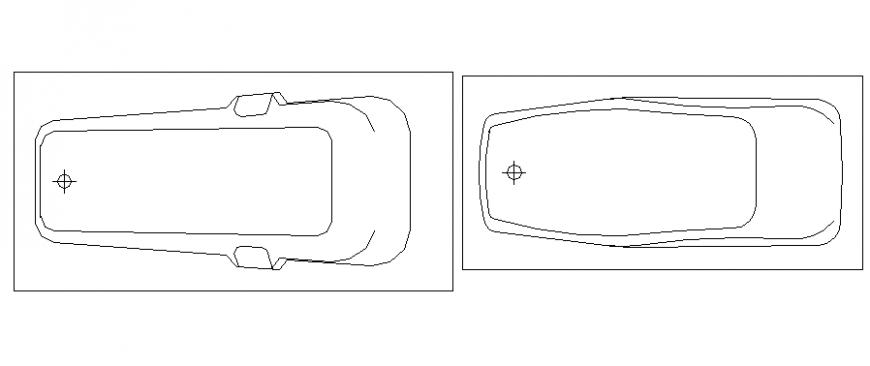 2 different types of bath tub detail plan in dwg file.