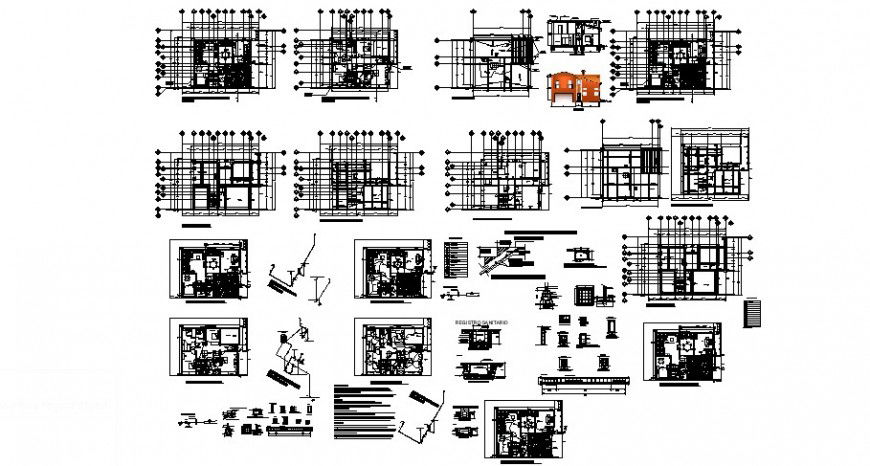 2 floor residence project detail cad file