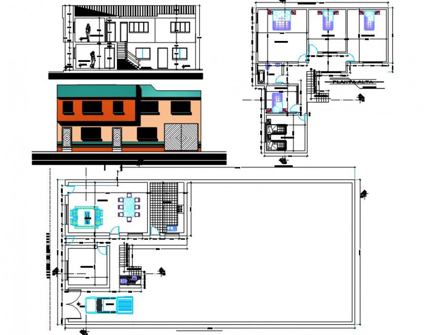 2 story house project detail dwg file