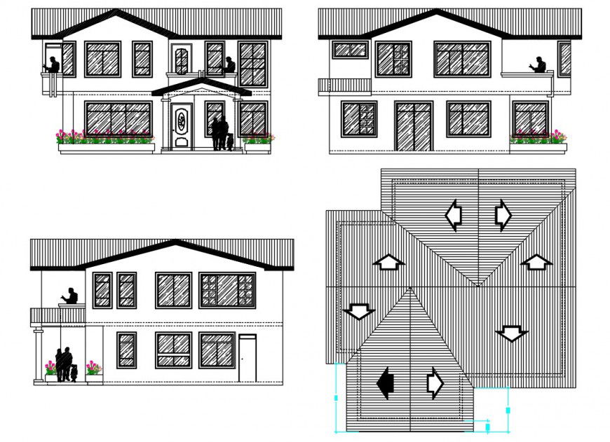 2 story house view cad free file