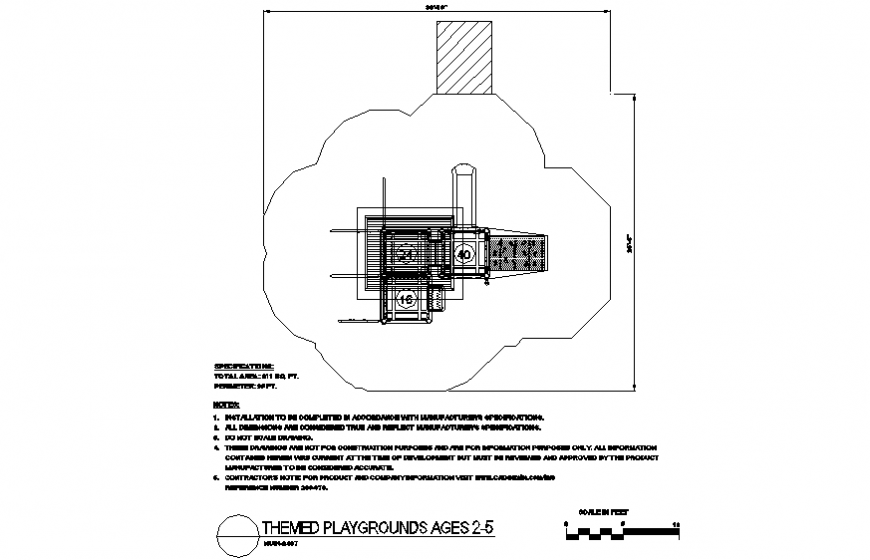 2 to 5 years children themed playground design view dwg file
