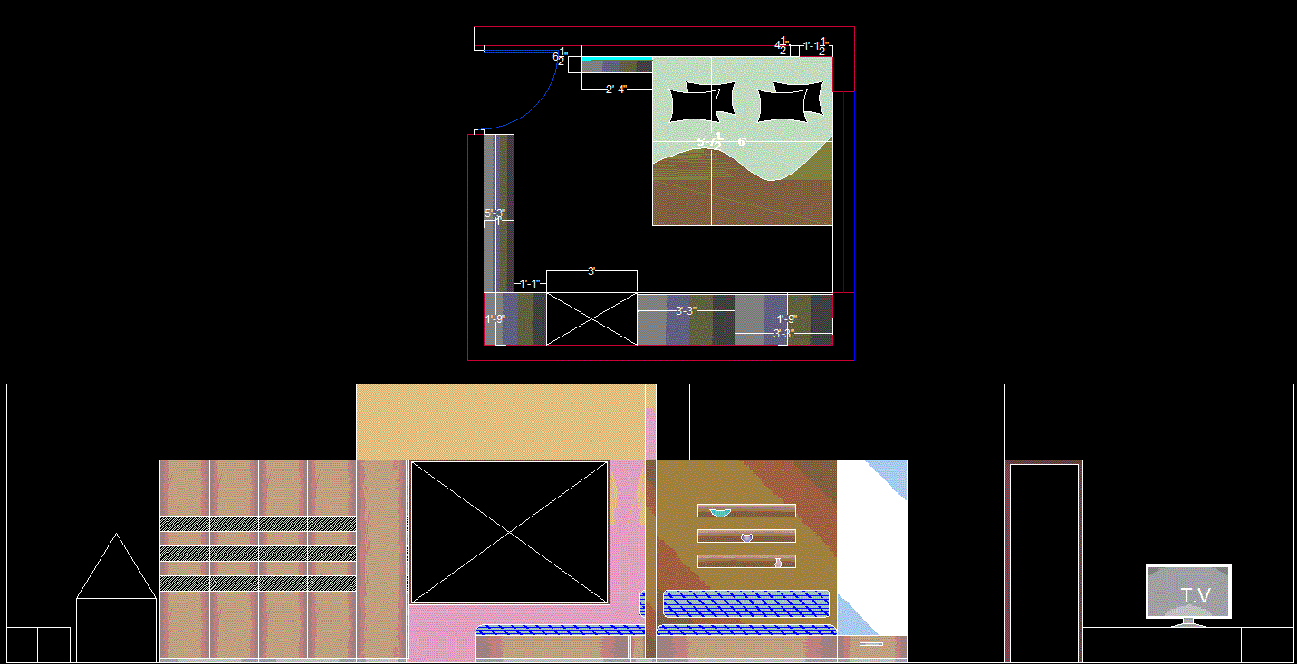 Children’s Bedroom CAD Drawing with Furniture and Wall Layout