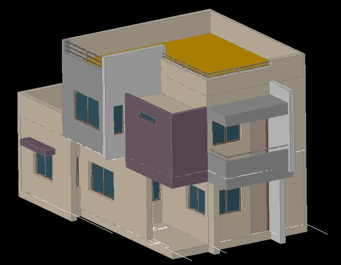 3D Bungalow DWG Design for Modern Residential Architecture Projects
