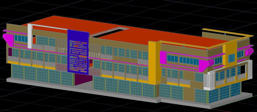 Complete DWG Layout of Complex Building Design CAD Drawing File