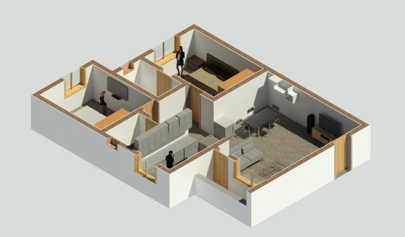 2bhk with attached toilet.