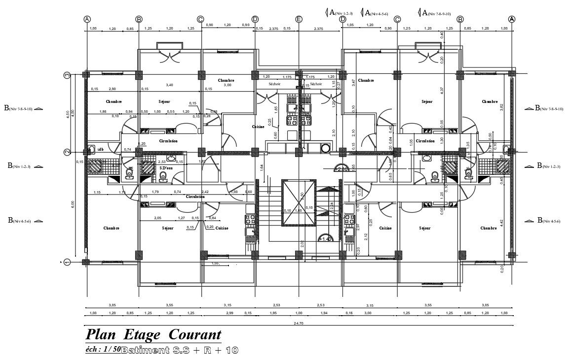 2bhk Dual Residential plan is available in this DWG AutoCAD Drawing file. Download Autocad DWG and PDF file format of this house plan drawing.