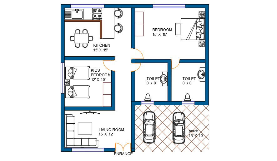 2bhk floor plan design