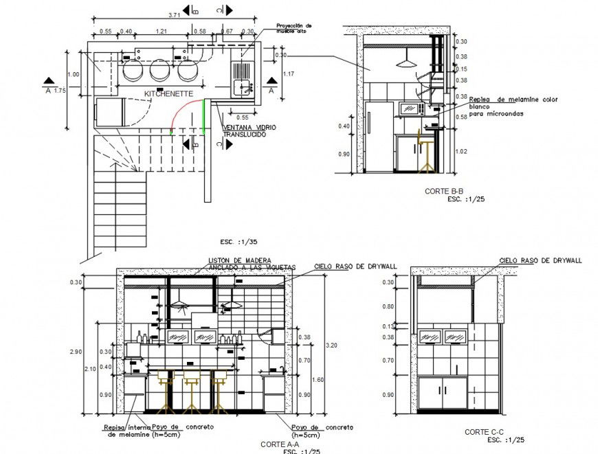 2d cd drawing of proposed kitchen auto cad software