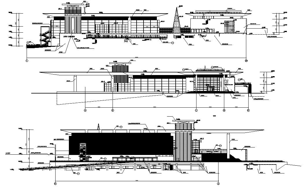 2d Building Elevation design AutoCAD Drawing