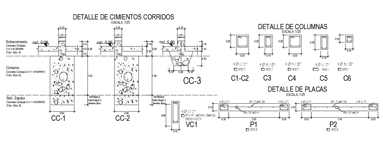 2d CAD drawings details of column and beam RCC structure blocks dwg file
