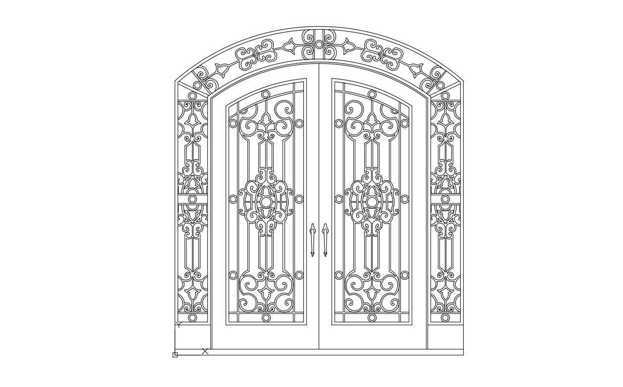 2d Design Double Door Elevation Cad Block Free Download File