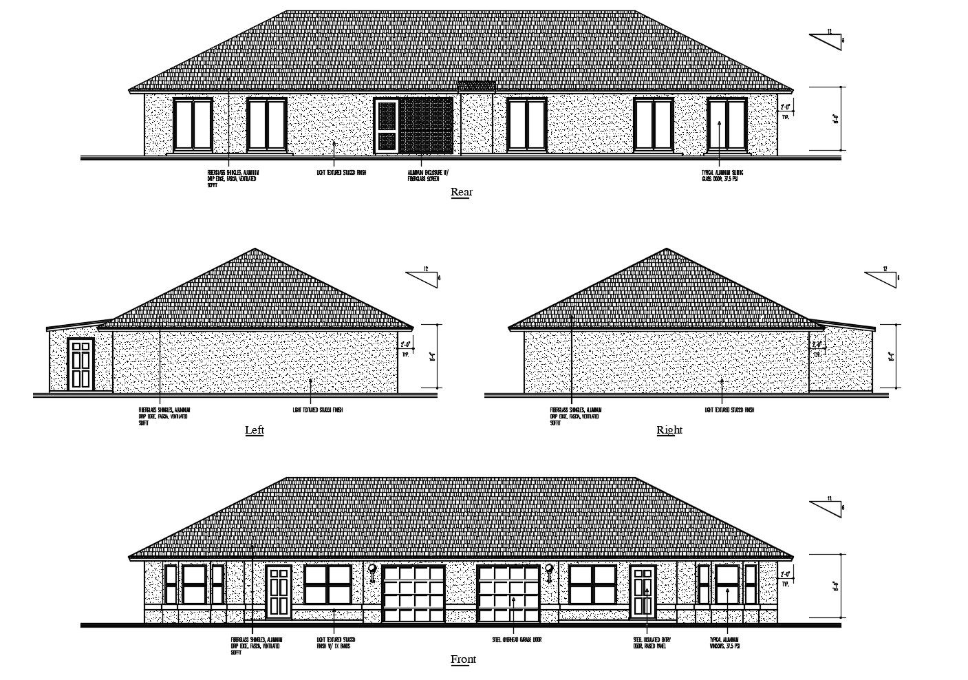 2d Drawing of the house with elevation in AutoCAD