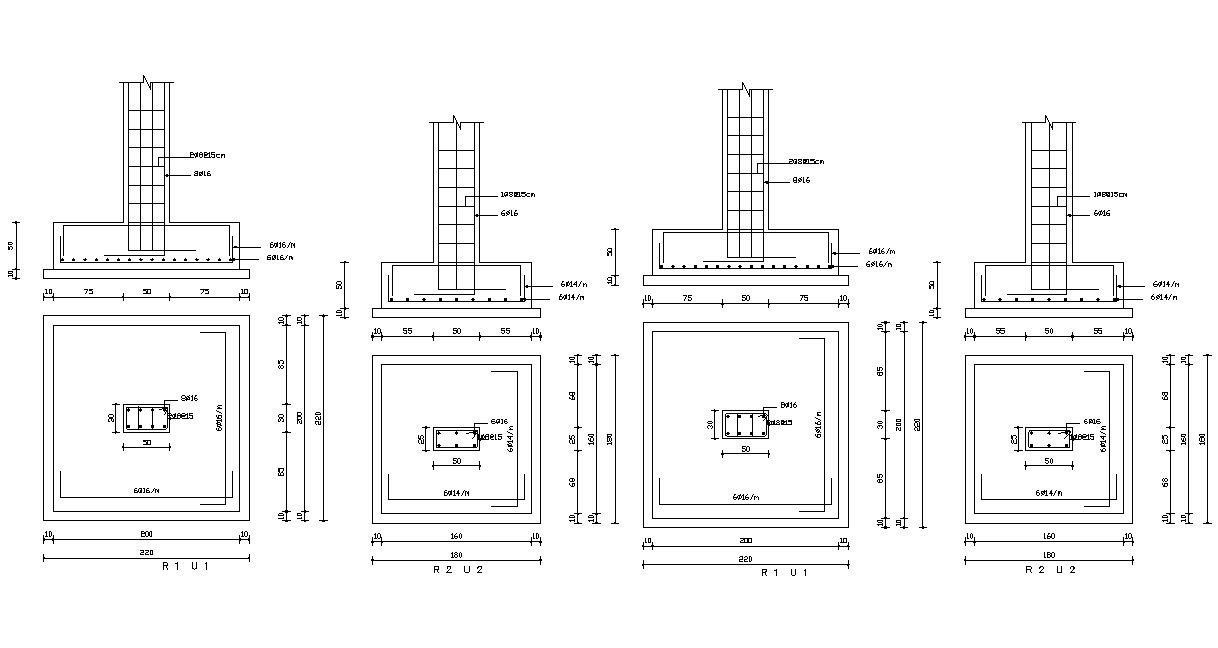 2d RCC Pile Foundation Footing Design AutoCAD File