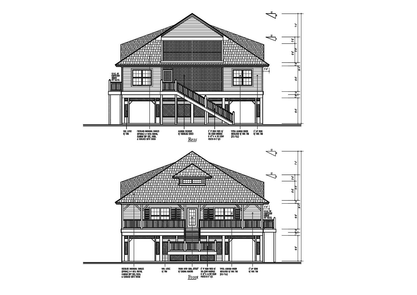 2d drawing of a house with elevation in AutoCAD