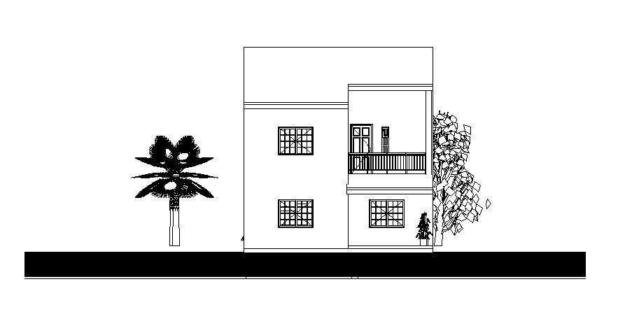 2d drawing of a house with elevation in dwg file 