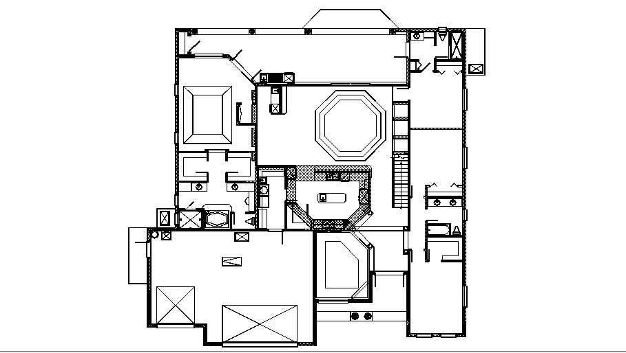 2d drawing of two bedroom house first floor plan dwg file