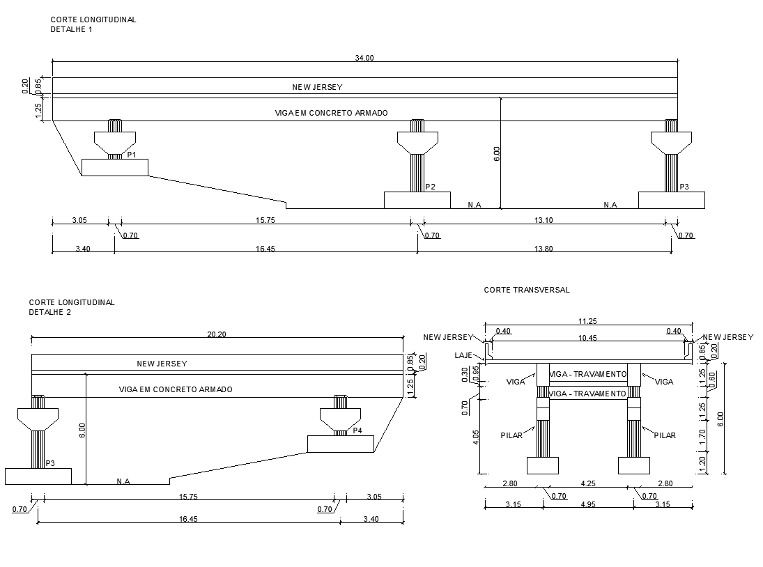 2d view of bridge structure detail elevation layout autocad file