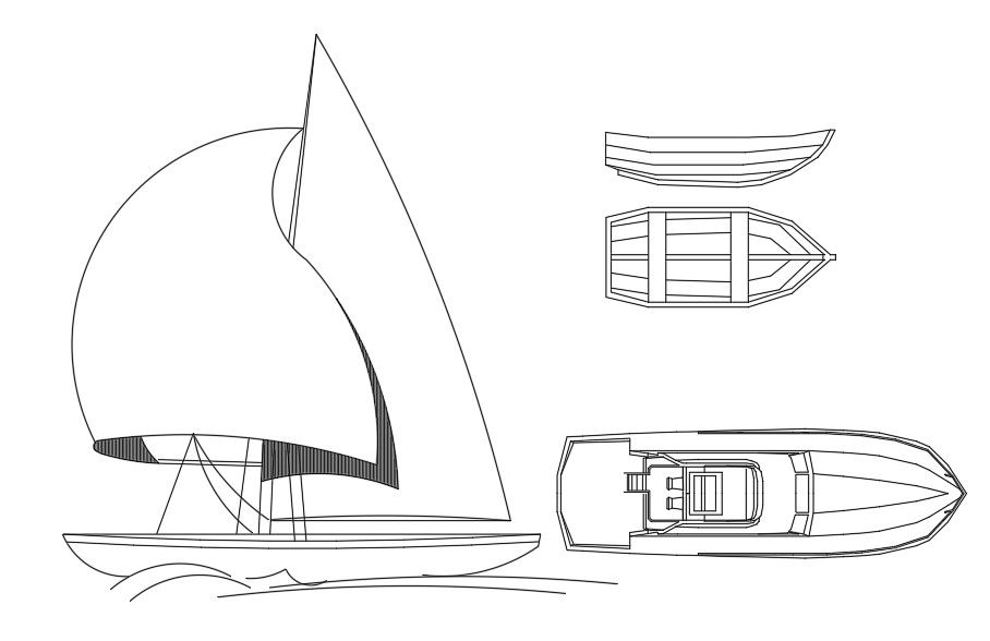2d Boat CAD Blocks Drawing Free DWG File