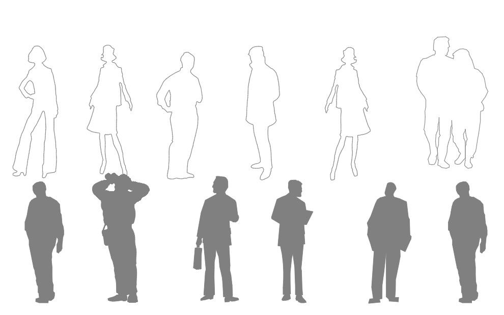 2d People Shadow AutoCAD Blocks Free Download DWG