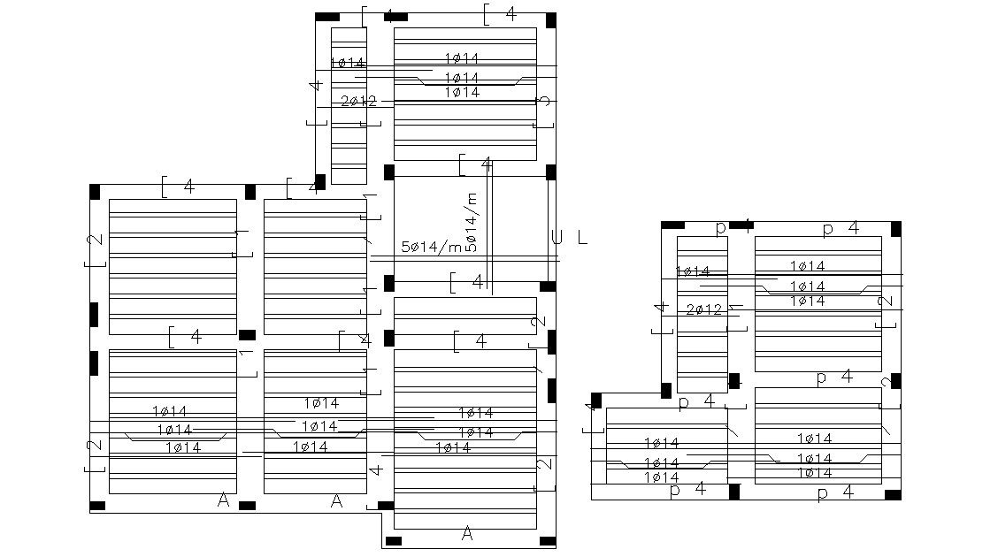 2d RCC Slab and Column Structure Design AutoCAD File