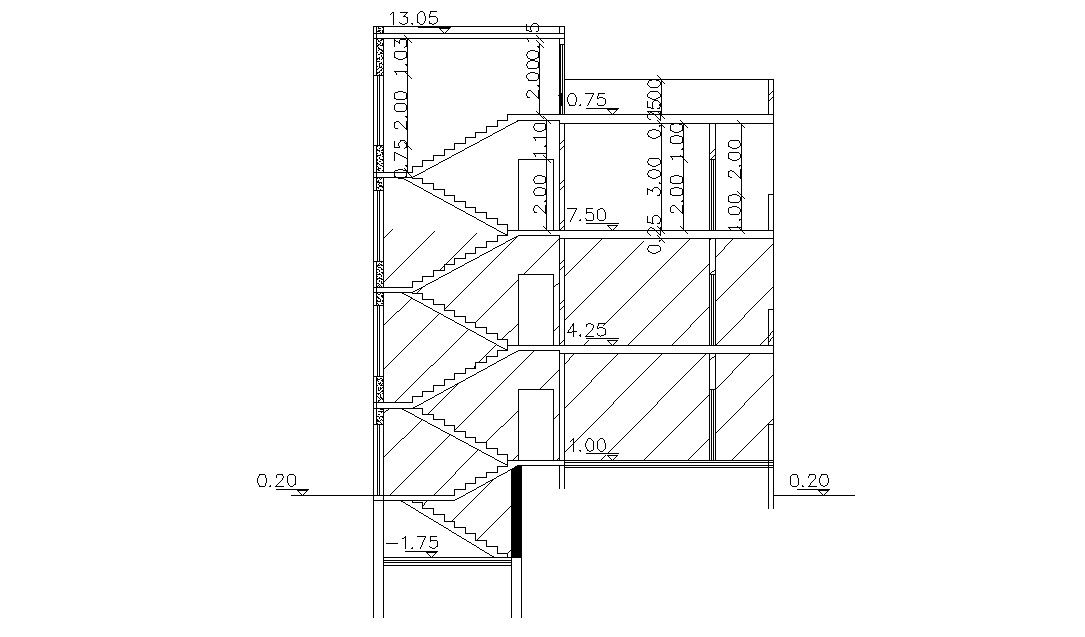 2d Residence Apartment Sectional CAD Drawing