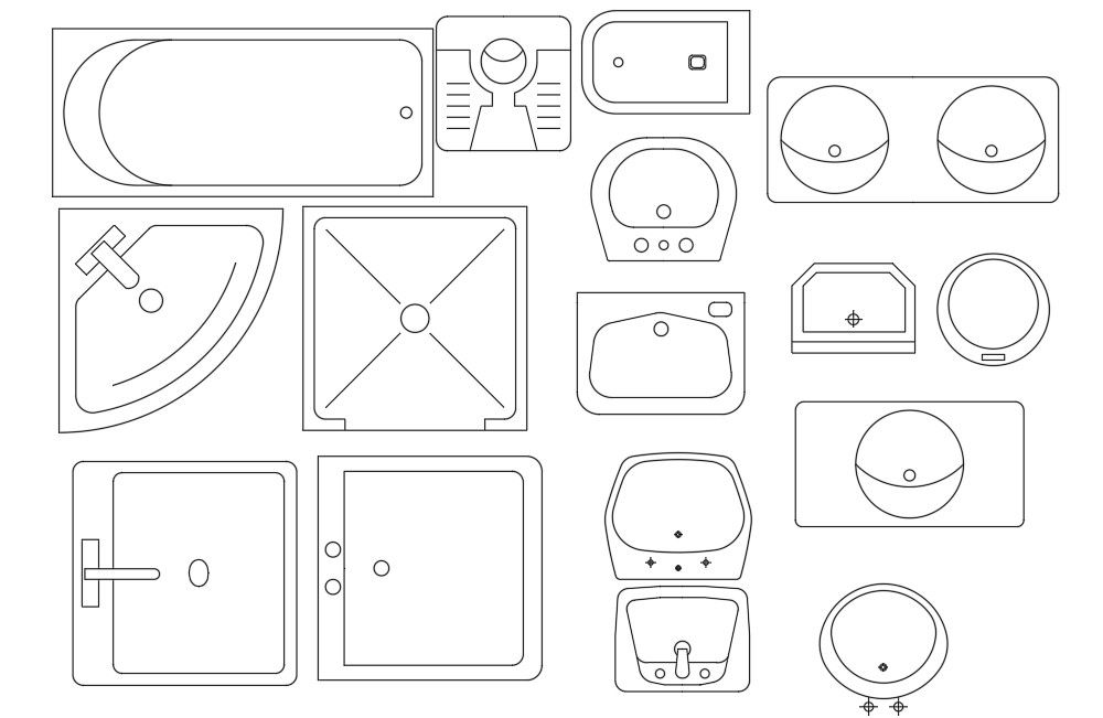 2d Sanitary Ware Free CAD Blocks Drawing DWG File