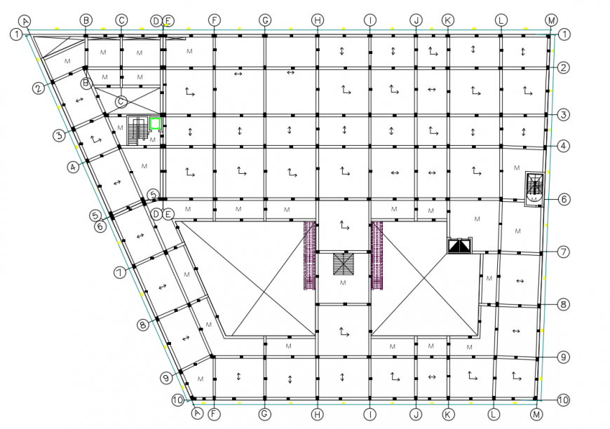 2d cad drawing of the plan huge shopping mall autocad software