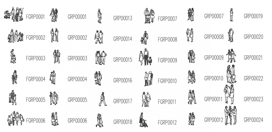 2D Activity people Block Design in DWG file