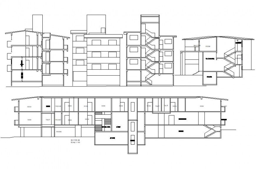 2d Apartment elevation cad file